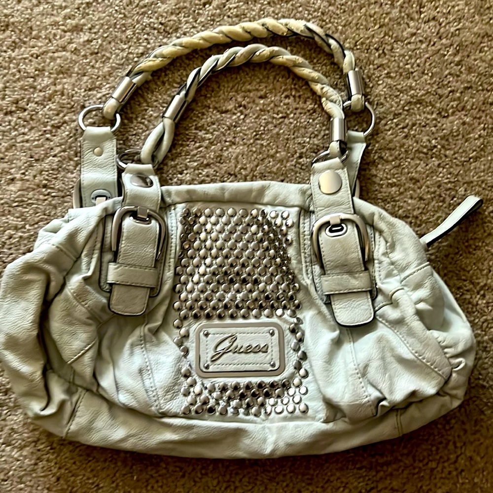 Original guess white leather bag, gently worn.